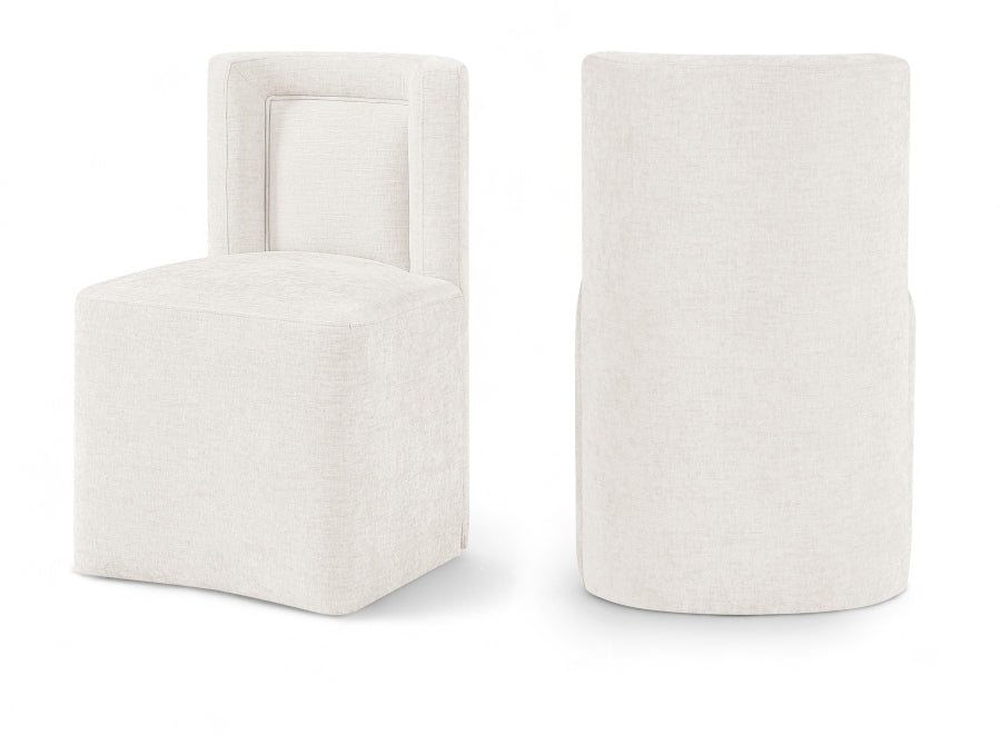 Duvina Chenille Performance Fabric Upholstered Dining Chair - Cream