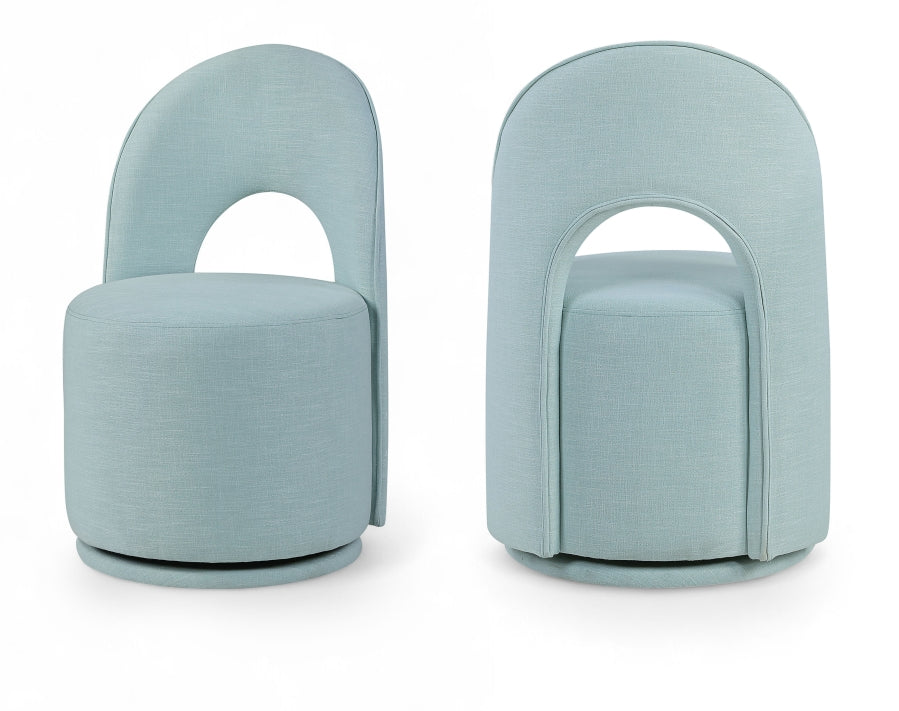 Cirelle Linen Textured Performance Fabric Upholstered Dining Chair - Light Blue
