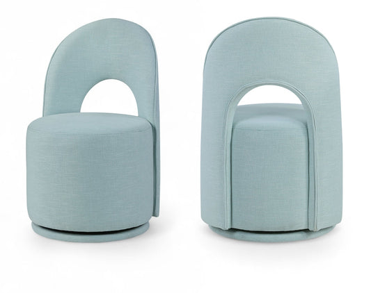Cirelle Linen Textured Performance Fabric Upholstered Dining Chair - Light Blue