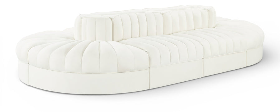 Rummi 156" Velvet Performance Fabric Upholstered 8pc. Modular Sectional - Cream