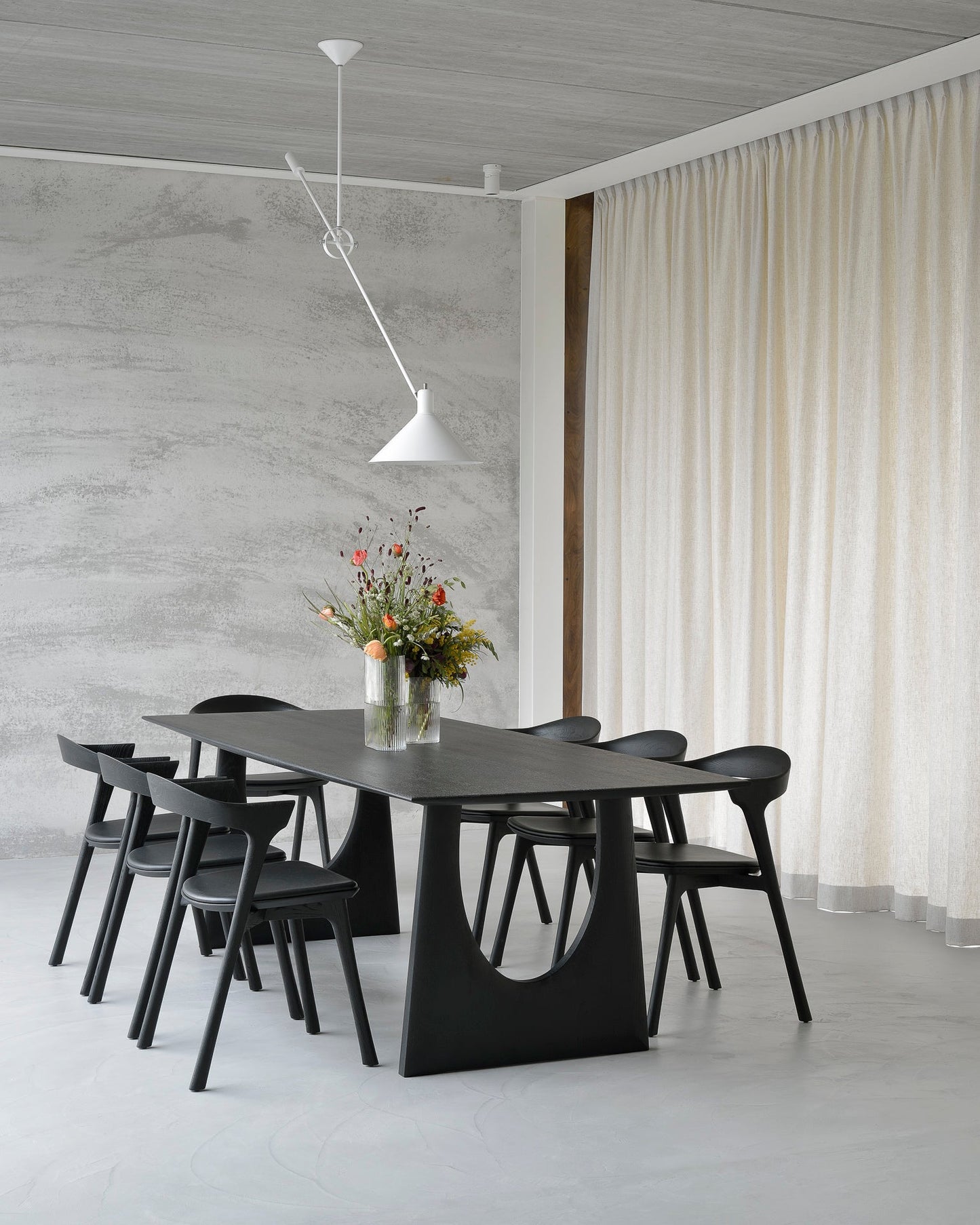 Oak Black Geometric Dining Table