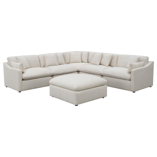 Hobson 6-Piece Upholstered Modular Sectional Sofa Ivory