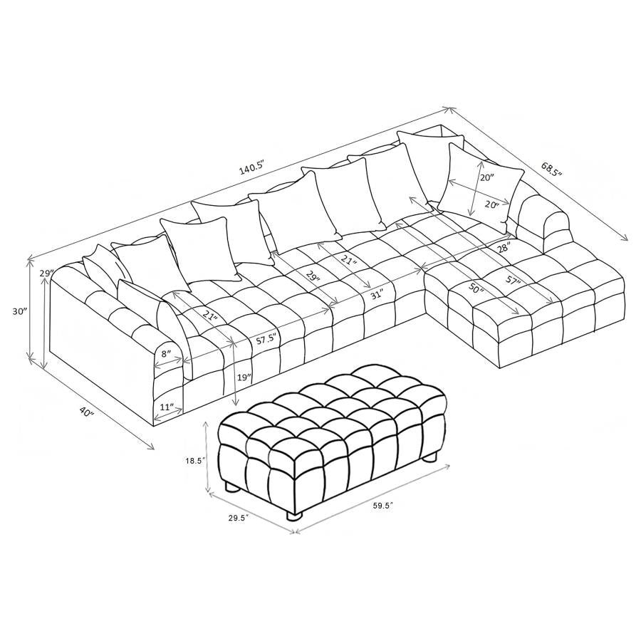 AMARA 4-PIECE UPHOLSTERED SECTIONAL SOFA