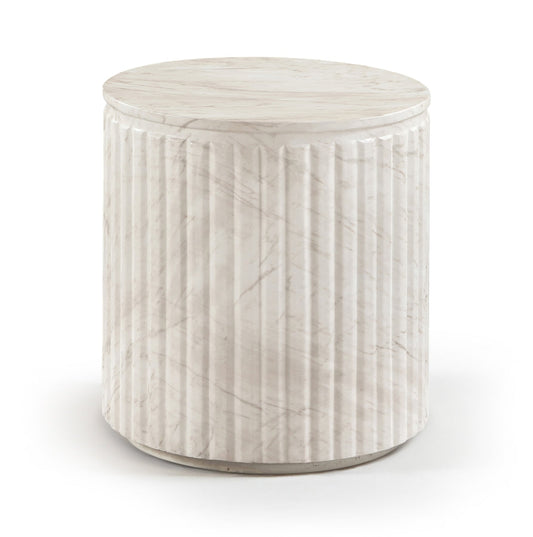 Catania Concrete Indoor/Outdoor End Table - White