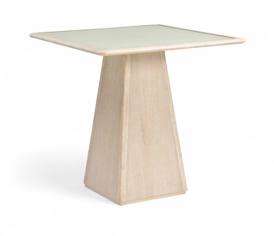 Atrium 36" Glass And Cane Top With Solid Wood Base Counter Height Table - Natural