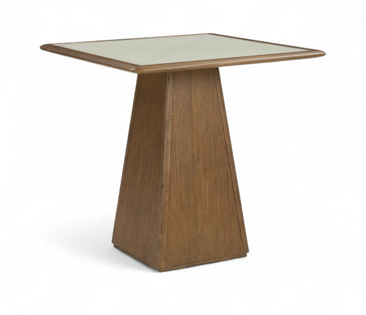 Atrium 36" Glass And Cane Top With Solid Wood Base Counter Height Table - Brown