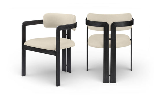 Aurum Vegan Leather Upholstered And Matte Black Iron Frame Dining Chair - Beige