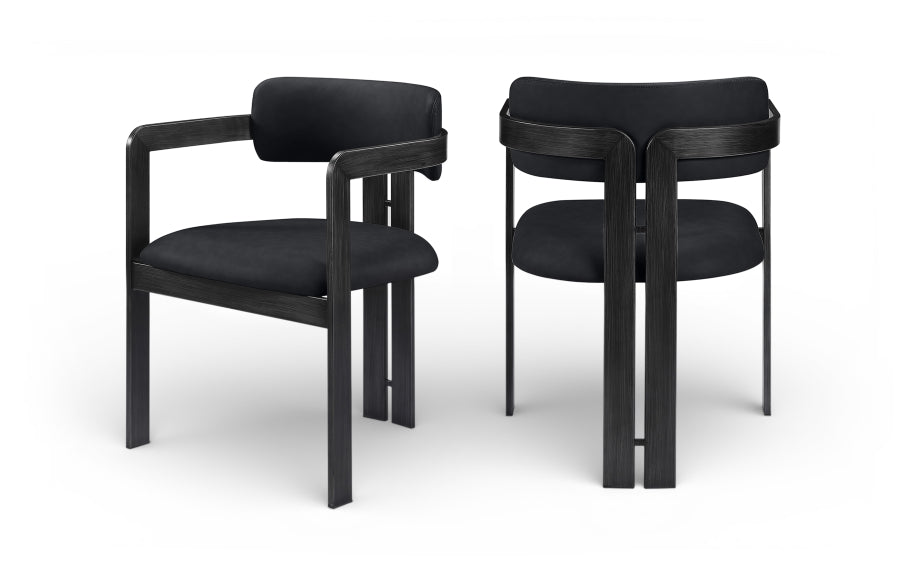 Aurum Vegan Leather Upholstered And Matte Black Iron Frame Dining Chair - Black