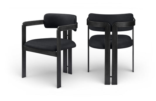Aurum Vegan Leather Upholstered And Matte Black Iron Frame Dining Chair - Black