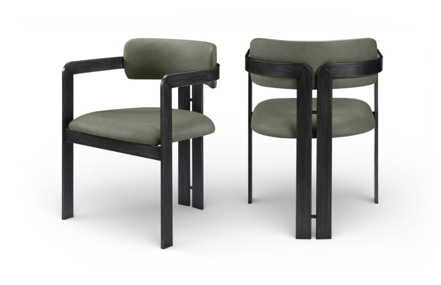 Aurum Vegan Leather Upholstered And Matte Black Iron Frame Dining Chair - Green