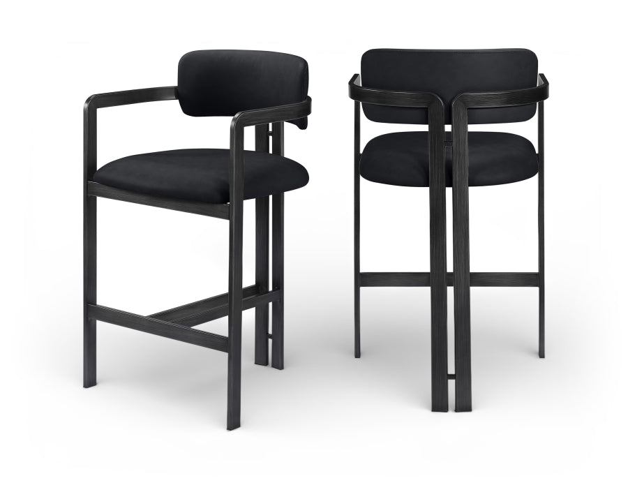 Aurum Vegan Leather Upholstered And Matte Black Iron Frame Counter Stool - Black