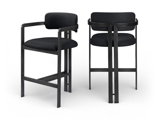 Aurum Vegan Leather Upholstered And Matte Black Iron Frame Counter Stool - Black