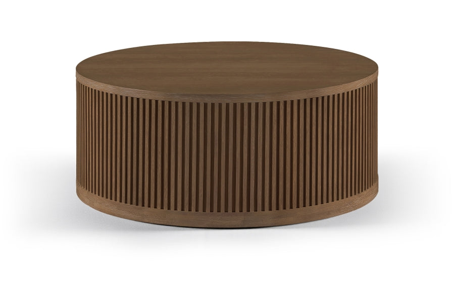 Madera Oak Veneer And Solid Wood With Caster Wheels Coffee Table - Brown
