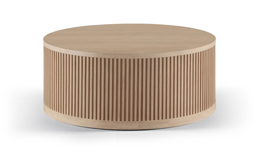 Madera Oak Veneer And Solid Wood With Caster Wheels Coffee Table - Natural