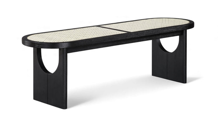 Canovia Solid Wood And Faux Cane Bench - Black