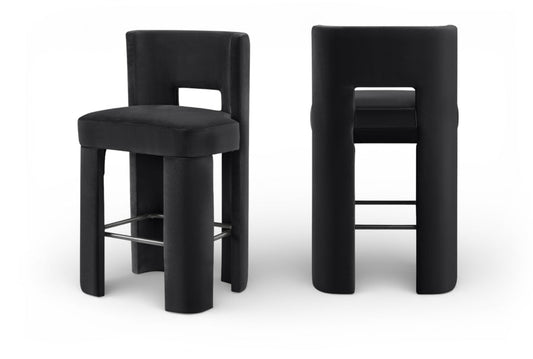 Zuno Velvet Performance Fabric Upholstered Bar Stool - Black