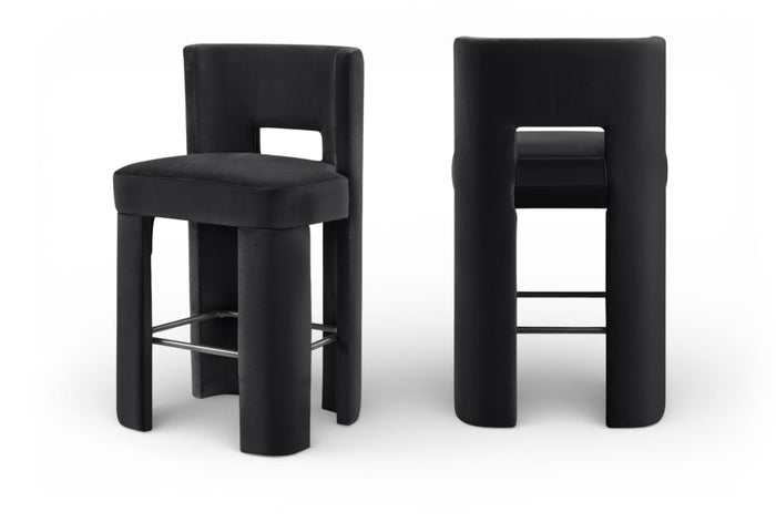 Zuno Velvet Performance Fabric Upholstered Bar Stool - Black
