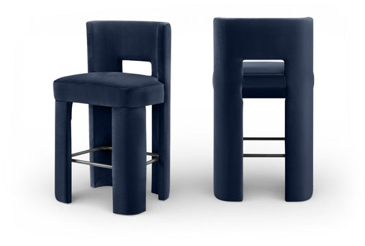 Zuno Velvet Performance Fabric Upholstered Bar Stool - Blue