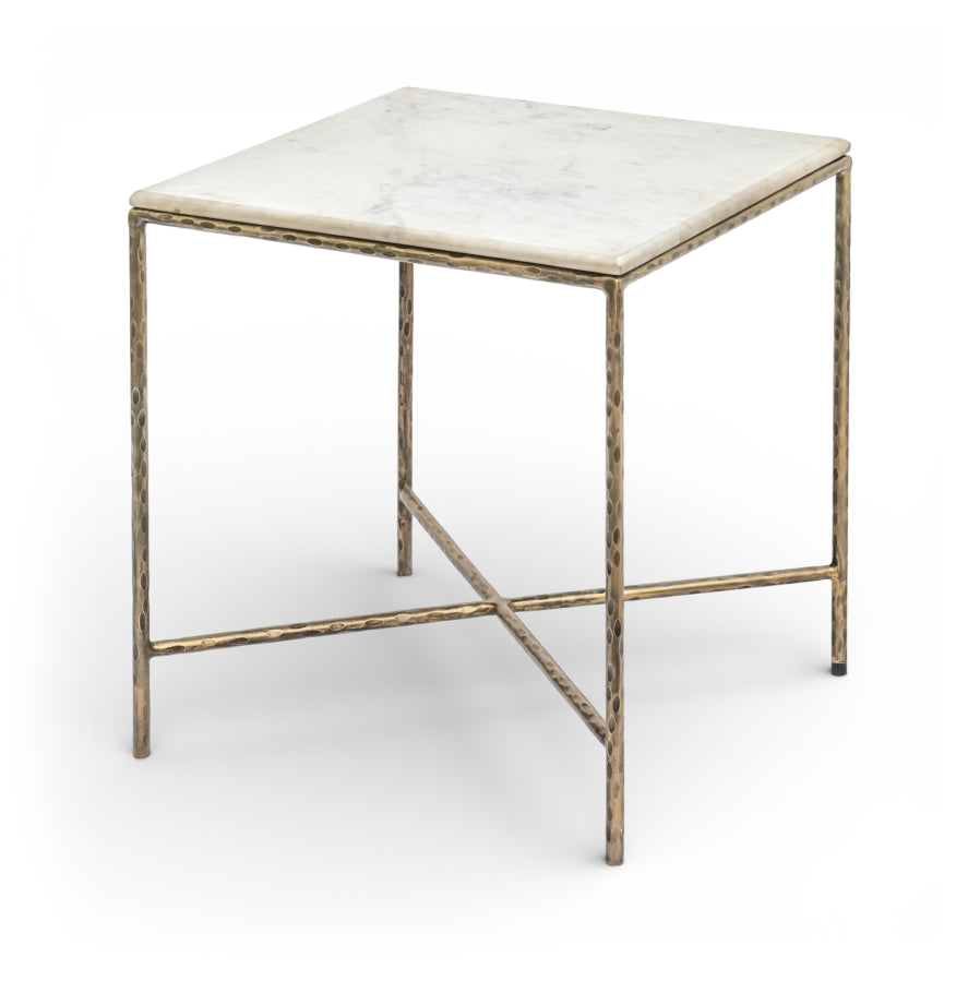 Valen Genuine Marble And Iron End / Side Table - White