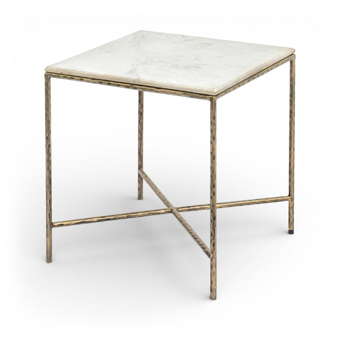 Valen Genuine Marble And Iron End / Side Table - White