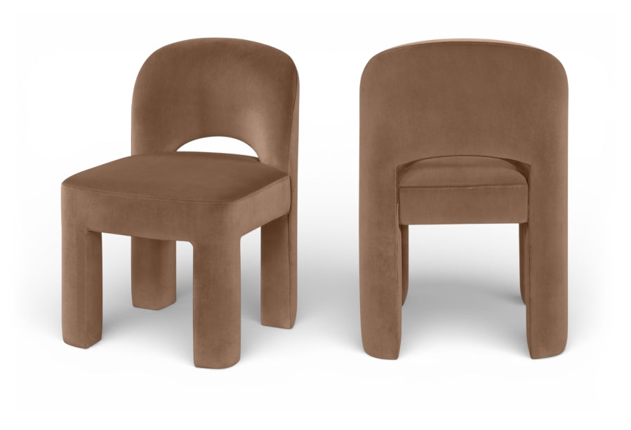 Celine Velvet Performance Fabric Upholstered Dining Chair - Brown