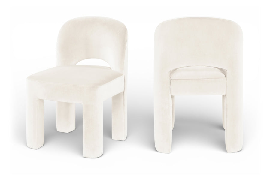 Celine Velvet Performance Fabric Upholstered Dining Chair - Cream