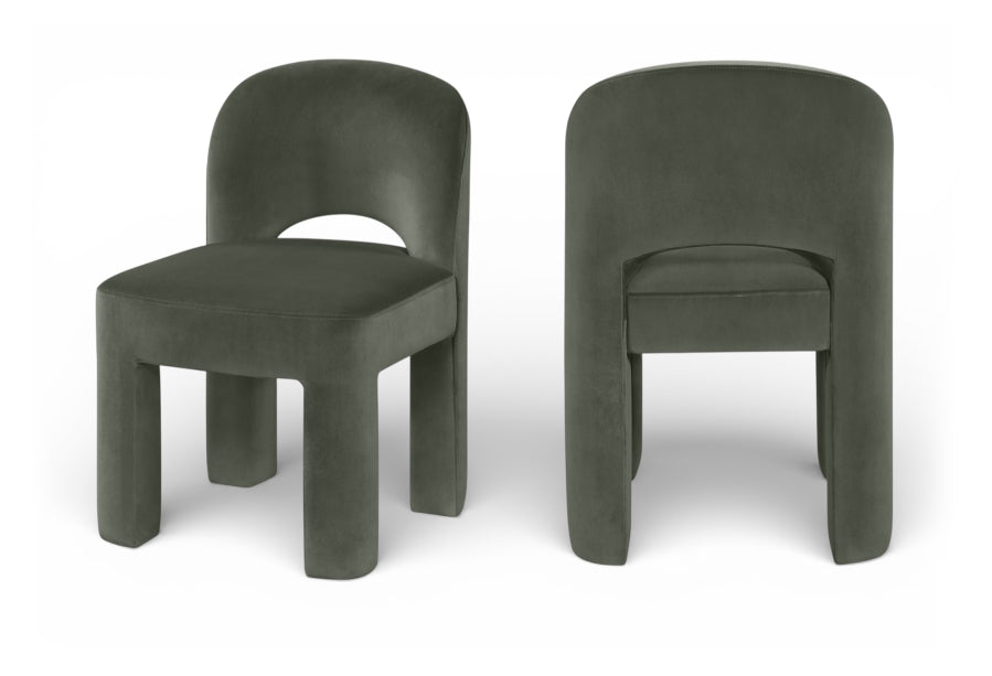 Celine Velvet Performance Fabric Upholstered Dining Chair - Green