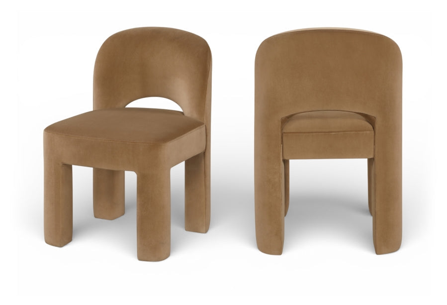 Celine Velvet Performance Fabric Upholstered Dining Chair - Saddle