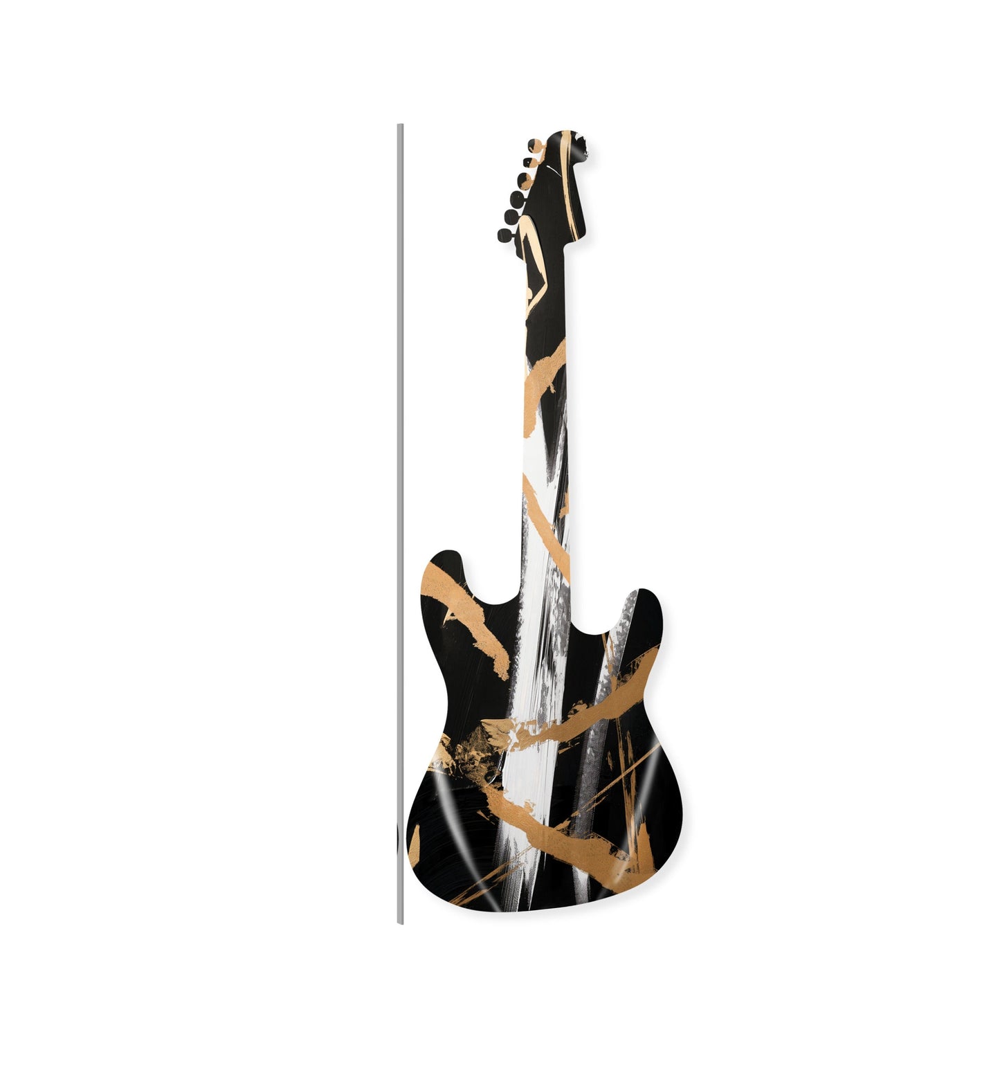 Abstract Black Gold Guitar Diecut