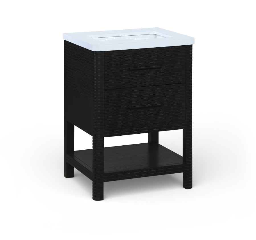 Oakwell 24" Engineered Stone And Solid Wood Bathroom Vanity - Black