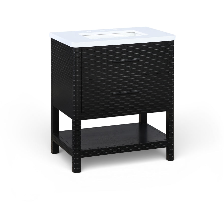 Oakwell 30" Engineered Stone And Solid Wood Bathroom Vanity - Black