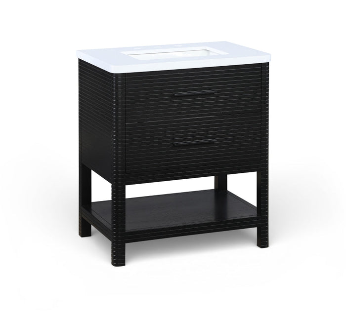 Oakwell 30" Engineered Stone And Solid Wood Bathroom Vanity - Black