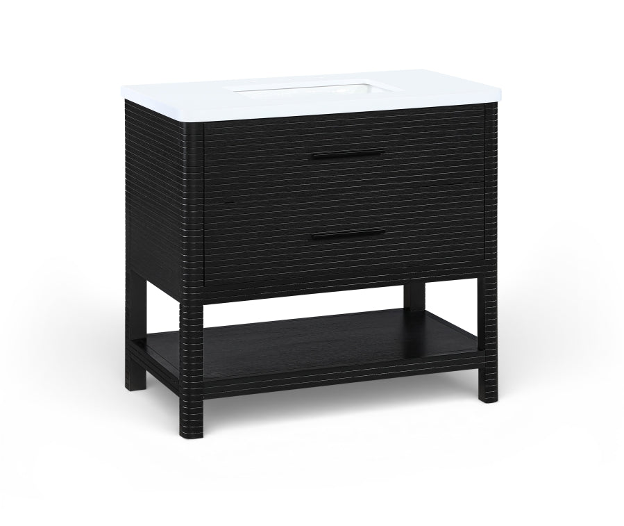 Oakwell 36" Engineered Stone And Solid Wood Bathroom Vanity - Black