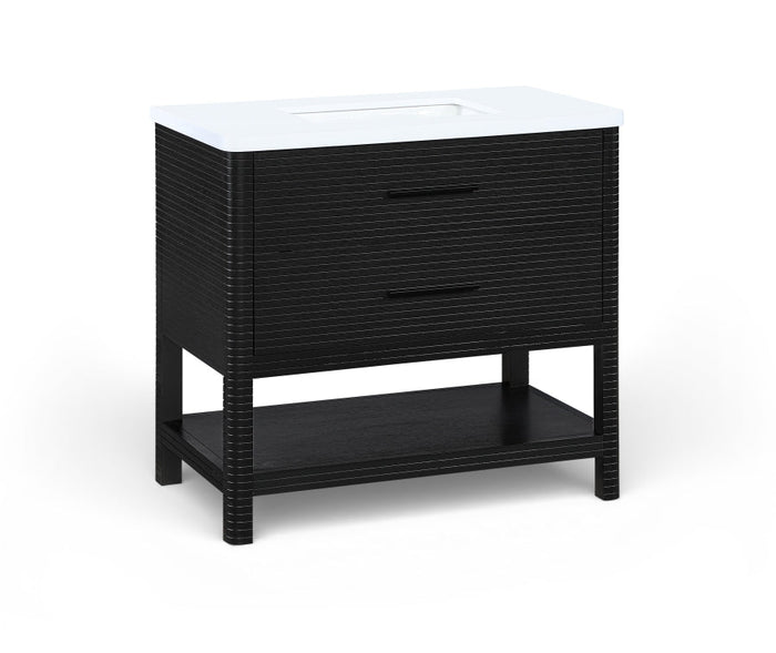 Oakwell 36" Engineered Stone And Solid Wood Bathroom Vanity - Black