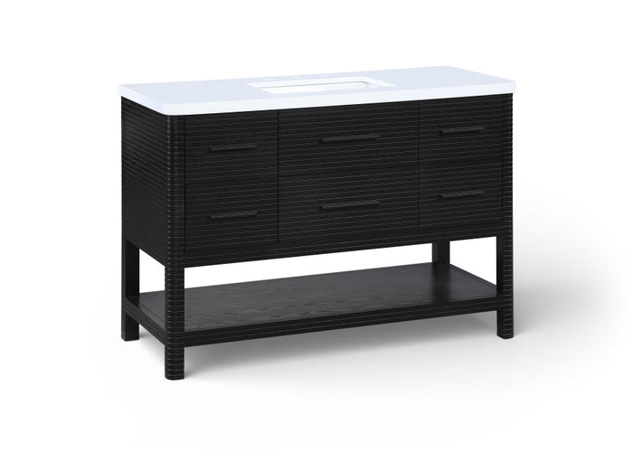 Oakwell 48" Engineered Stone And Solid Wood Bathroom Vanity - Black