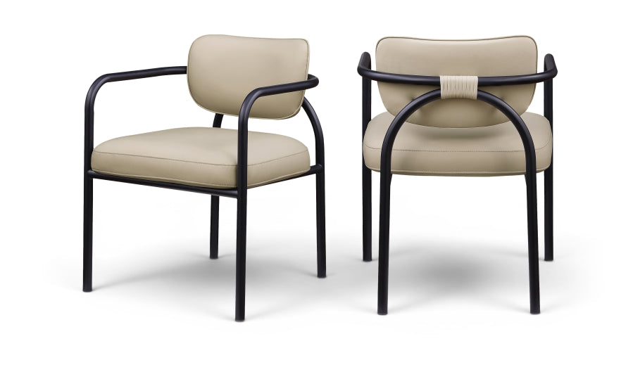 Serava Vegan Leather Upholstered Dining Chair - Beige