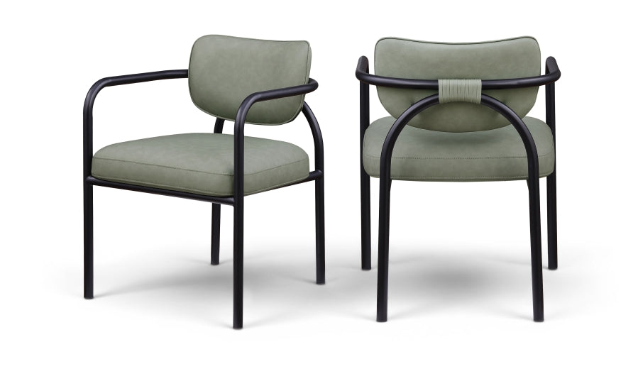 Serava Vegan Leather Upholstered Dining Chair - Green