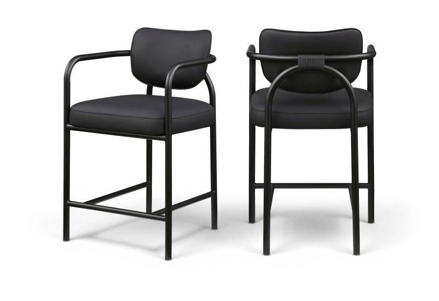 Serava Vegan Leather Upholstered Counter Stool - Black