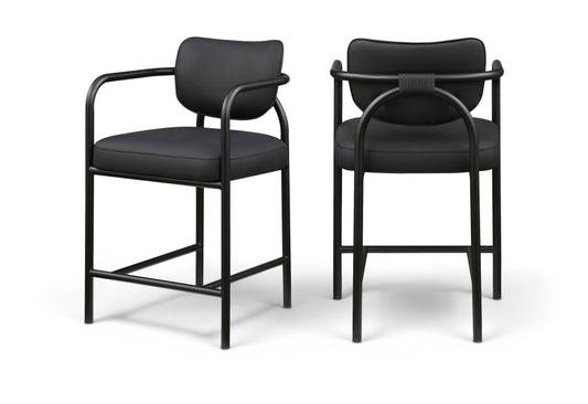 Serava Vegan Leather Upholstered Counter Stool - Black