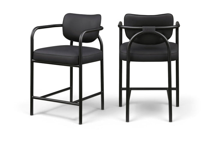 Serava Vegan Leather Upholstered Counter Stool - Black