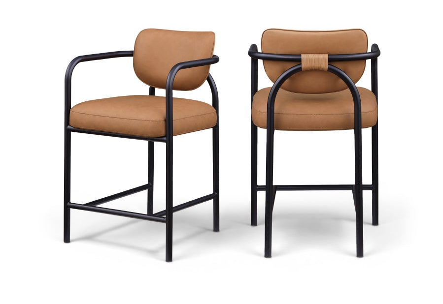 Serava Vegan Leather Upholstered Counter Stool - Cognac