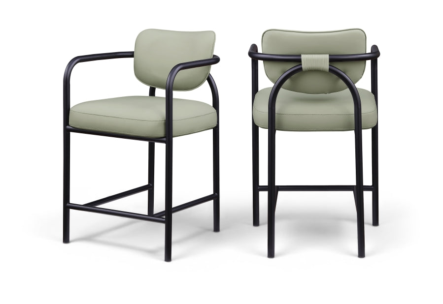 Serava Vegan Leather Upholstered Counter Stool - Mint