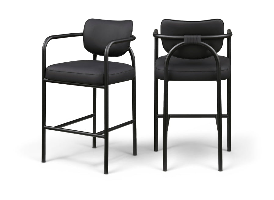 Serava Vegan Leather Upholstered Bar Stool - Black