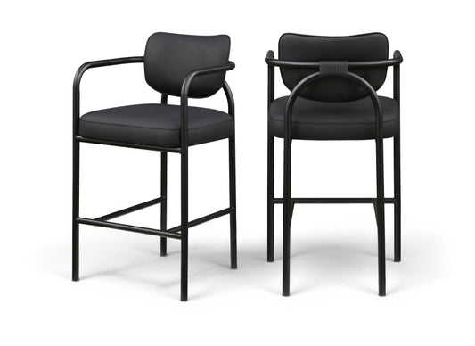 Serava Vegan Leather Upholstered Bar Stool - Black