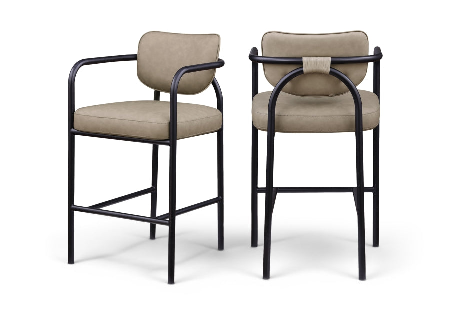 Serava Vegan Leather Upholstered Bar Stool - Taupe