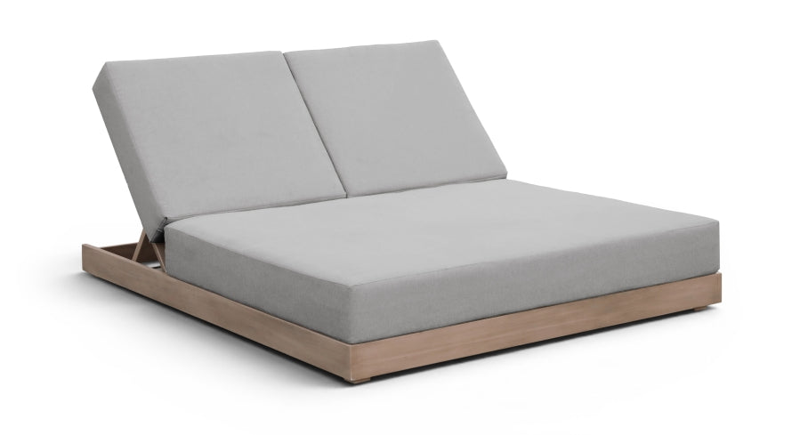 Solace Olefin Performance Fabric Outdoor Patio Double Chaise Lounge - Grey