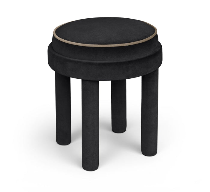 Velin Velvet Upholstered Ottoman - Black