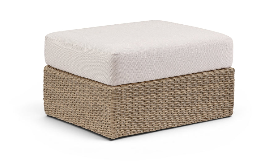 Seacrest Olefin Water Resistant Fabric And Wicker Outdoor Patio Modular Ottoman - Beige