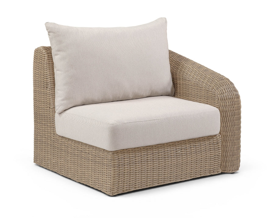 Seacrest Olefin Water Resistant Fabric And Wicker Outdoor Patio Modular Right Arm Chair - Beige