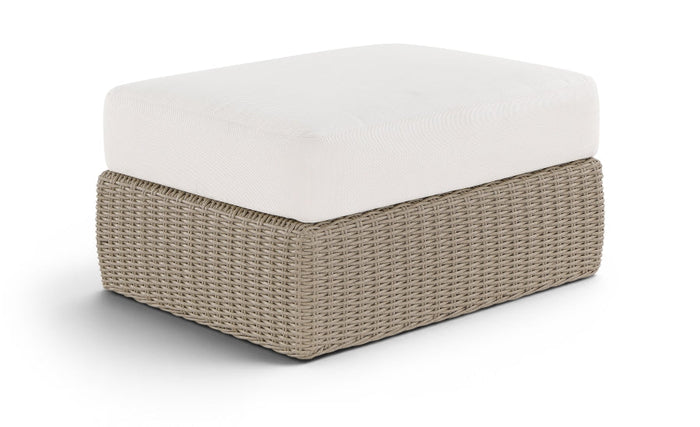 Seacrest Olefin Water Resistant Fabric And Wicker Outdoor Patio Modular Ottoman - Cream